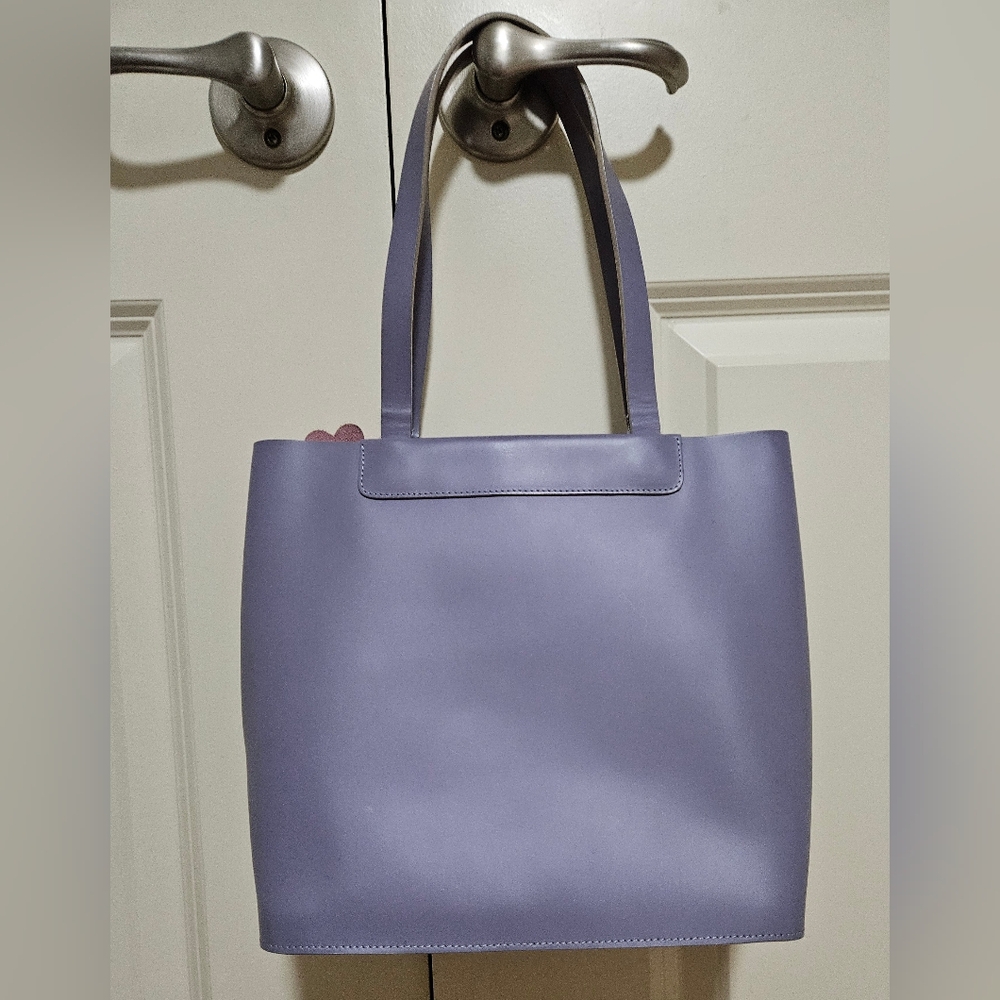 Lamarthe Paris Leather Lavender Tote Bag with Floral Accents - Picture 5 of 8